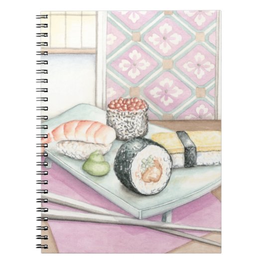 Carnet Plaque de sushi assorté avec baguettes (Devant)