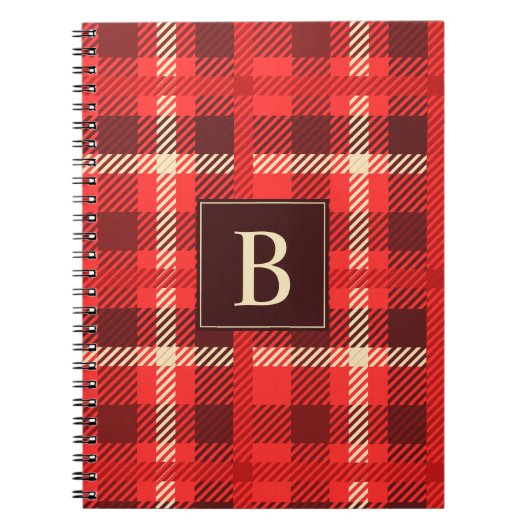 Carnet Plaqué rouge avec monogramme personnalisé (Devant)