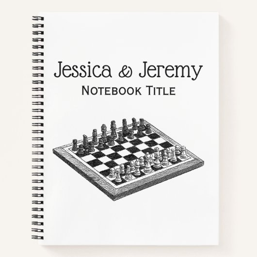 Carnet Plateau de Jeu d'Échecs et Pièces d'Échecs Art Vin (Devant)