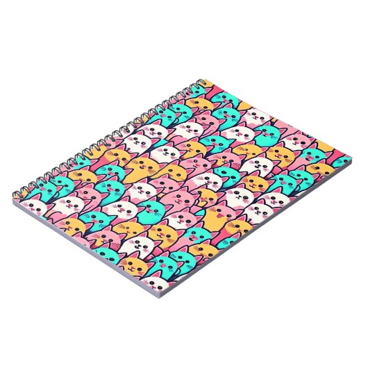 Carnet Playful Minimalist Cats in Multi-Coloured Pastels (Côté gauche)