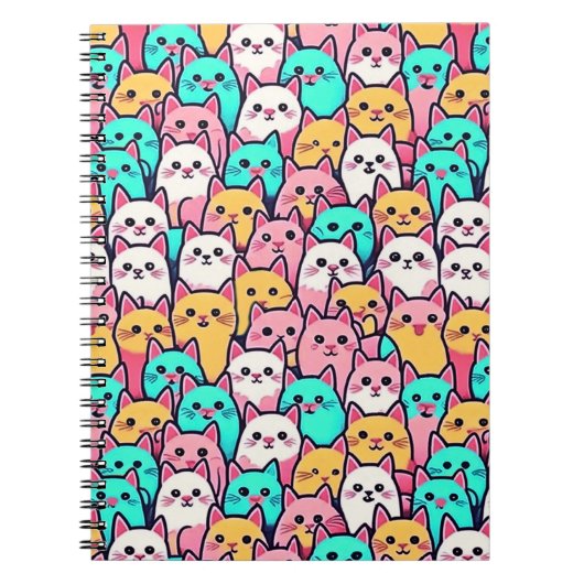 Carnet Playful Minimalist Cats in Multi-Coloured Pastels (Devant)