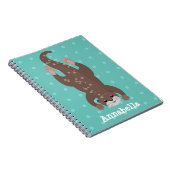 Carnet Plongée de loutre mignonne sur dessin animé turquo (Côté Droit)