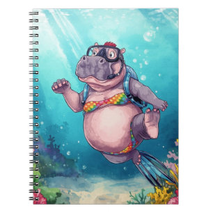 Carnet Plongeur Scaphandrier Hippopotame sous l'eau