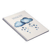Carnet Pluie d'Amour Nuages Bleus Cœurs (Côté Droit)