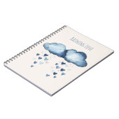 Carnet Pluie d'Amour Nuages Bleus Cœurs (Côté gauche)