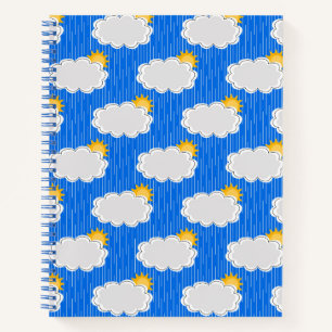 Carnet Pluie de nuages de soleil Design Motif bleu