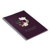 Carnet Plum de bouquet floral violet ivoire moderne (Côté Droit)