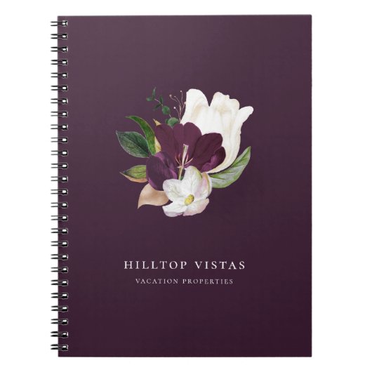 Carnet Plum de bouquet floral violet ivoire moderne (Devant)