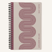 Carnet Plum Lombard Wavy Lines Modern Custom Notebook (Recto)