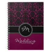 Carnet Plum noir noir blanc Mariage damassé Planner (Devant)