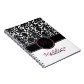 Carnet Plum noir noir blanc Mariage damassé Planner (Côté Droit)