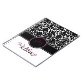 Carnet Plum noir noir blanc Mariage damassé Planner (Côté gauche)