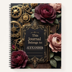 Carnet Plum Steampunk Roses et engrenages