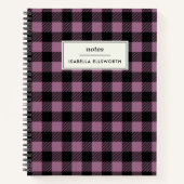 Carnet Plum violet noir Buffle Check Plaid Personnalisé (Devant)