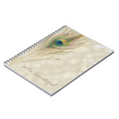 Carnet Plume de paon exotique doré Glam élégant chic (Côté gauche)