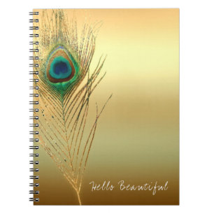 Carnet Plume de paon or exotique boho chic glamour person