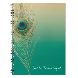 Carnet Plume de paon Sable et sarcelle Boho Glam Élégant
