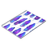 Carnet Plumes avec texture spatiale, motif magique. (Côté gauche)