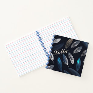 Carnet plumes bleues et blanches