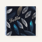 Carnet plumes bleues et blanches (Devant)