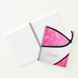 Carnet plumes bohèmes gribouillis floral basket-ball rose