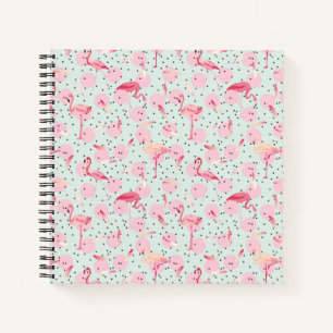 Carnet Plumes de Flamant rose sur Pois