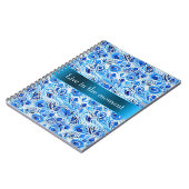 Carnet Plumes de paon bleu blanc   (Côté gauche)
