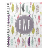 Carnet Plumes et monogramme de flèches (Devant)