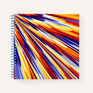 Carnet Plumes géométriques Abstraites orange bleu