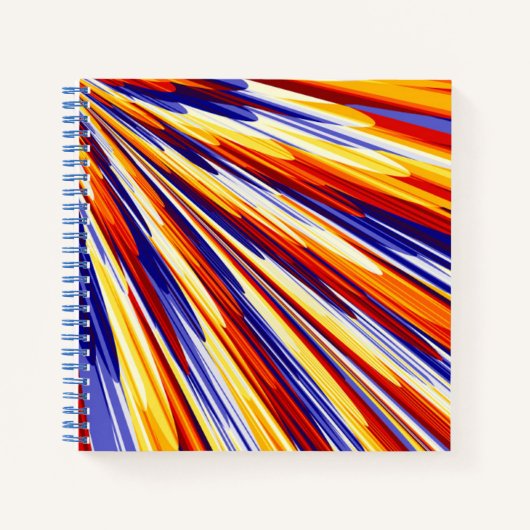 Carnet Plumes géométriques Abstraites orange bleu (Devant)