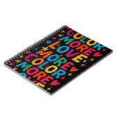 Carnet Plus de couleur, plus d'amour, typographie arc-en- (Côté gauche)