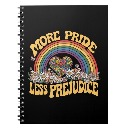 Carnet Plus de fierté moins de préjugés Retro Rainbow Pri (Devant)