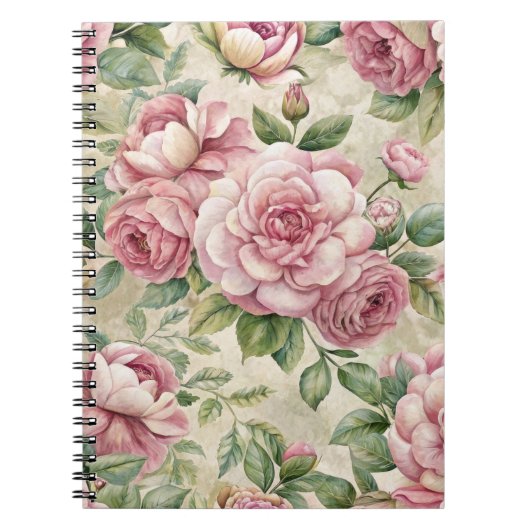 Carnet Plutôt Vintage Inspiré rose Floral (Devant)