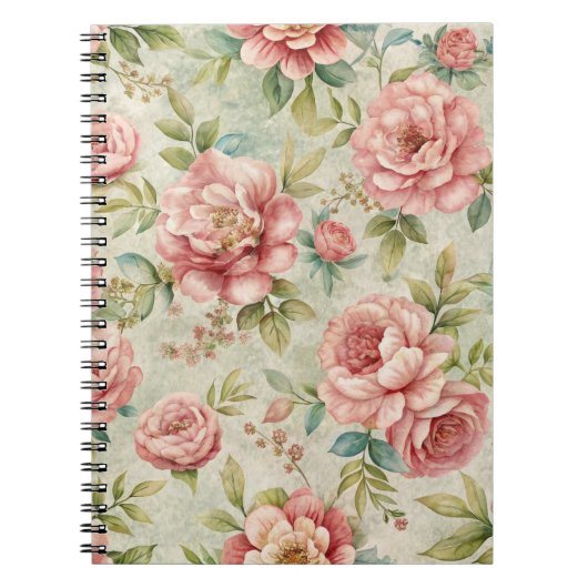 Carnet Plutôt Vintage Inspiré rose Floral (Devant)