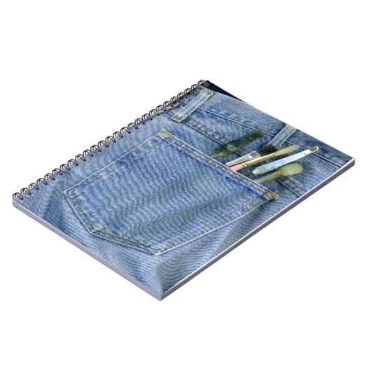 Carnet Poche de denim avec des brosses (Côté gauche)