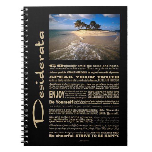 Carnet Poème de Desiderata Petite île solitaire (Devant)
