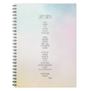 Carnet Poème Inspirant sur la Naissance de Joy