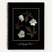 Carnet Poésie par nom Fleurs blanches Feuille foncé Noir (Devant)