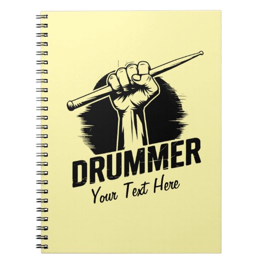 Carnet Poing Drummer Personnalisé À La Mode Avec Baguette (Devant)