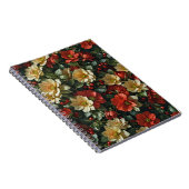 Carnet Poinsetia, fleurs rétro en rouge et vert (Côté Droit)