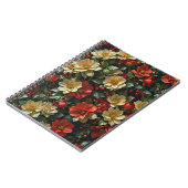 Carnet Poinsetia, fleurs rétro en rouge et vert (Côté gauche)