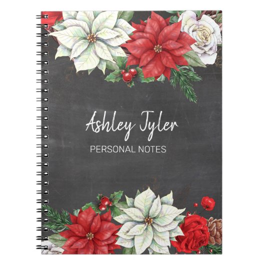 Carnet poinsettias charly girly personnalisées (Devant)