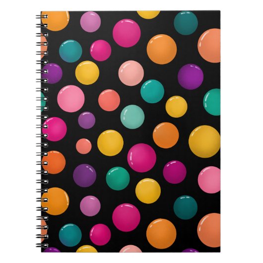Carnet Point coloré sur fond noir (Devant)