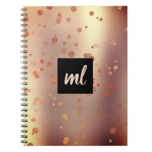 Carnet Point de confettis en or rose en cuivre moderne et