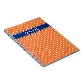 Carnet Pointe Polka blanche orange avec Bleu Royal (Côté Droit)