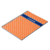 Carnet Pointe Polka blanche orange avec Bleu Royal (Côté gauche)