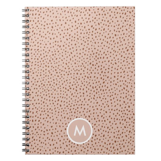 Carnet Points Brown Beige & Boho Terracotta Monogramme (Devant)