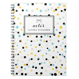 Carnet Points Confetti Jaune et Bleu Motif Personnalisé
