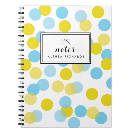 Carnet Points Confetti Jaune et Bleu Motif Personnalisé (Devant)