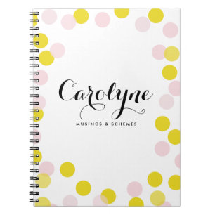 Carnet Points Confetti rose et jaune Motif Personnalisé